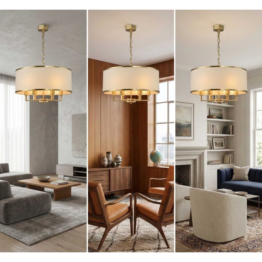 Open Design OR80230 - Kroonluchter aan ketting CASA 6xE14/15W/230V crème/messing