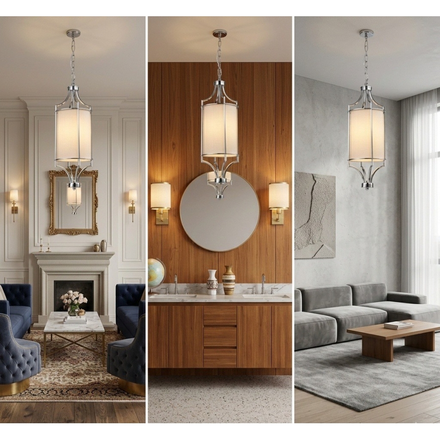 Open Design OR80551 - LUNGA kroonluchter aan ketting 1xE27/15W/230V glanzend chroom/wit