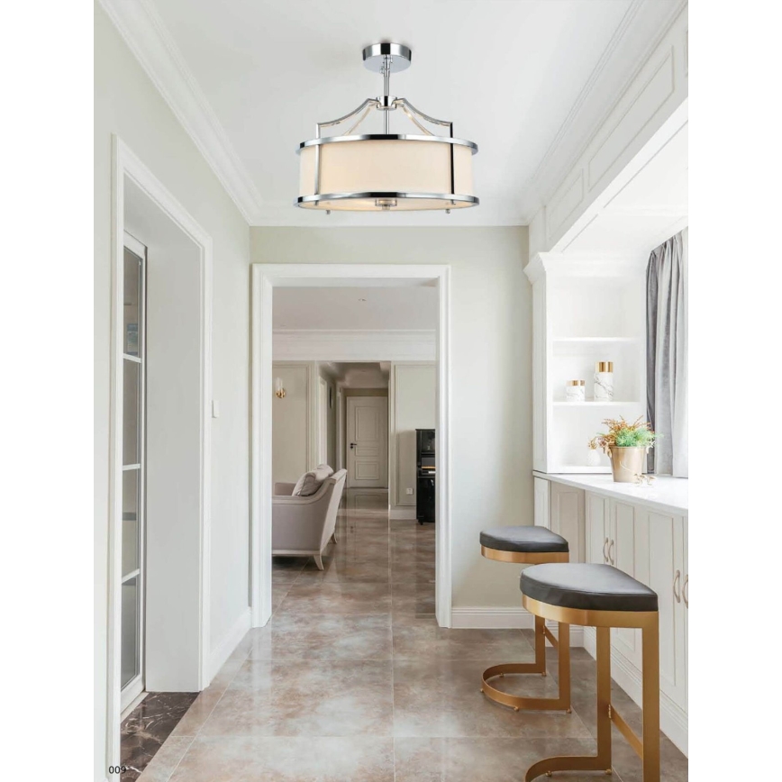 Open Design OR80872 - Plafondlamp STANZA met staaf 4xE27/15W/230V Ø 55 cm glanzend chroom/wit