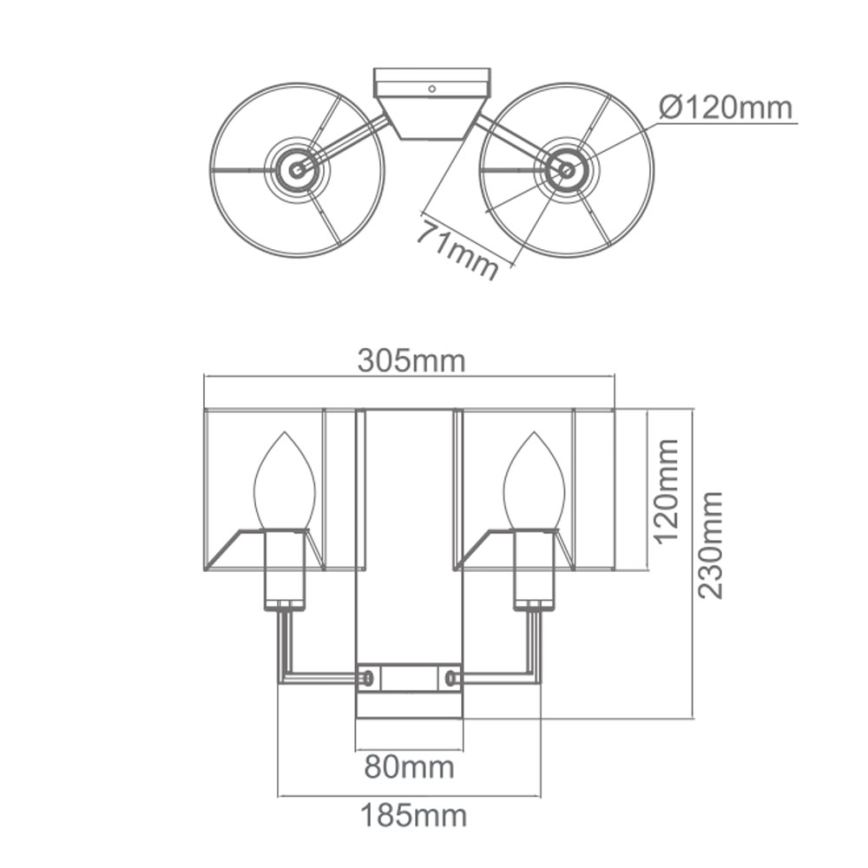 Open Design OR81503 - Wandlamp CASA 2xE14/12W/230V messing/crème