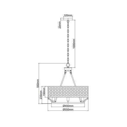 Open Design OR84382 - Kroonluchter met ketting VERNO 6xE14/12W/230V Ø 55 cm messing