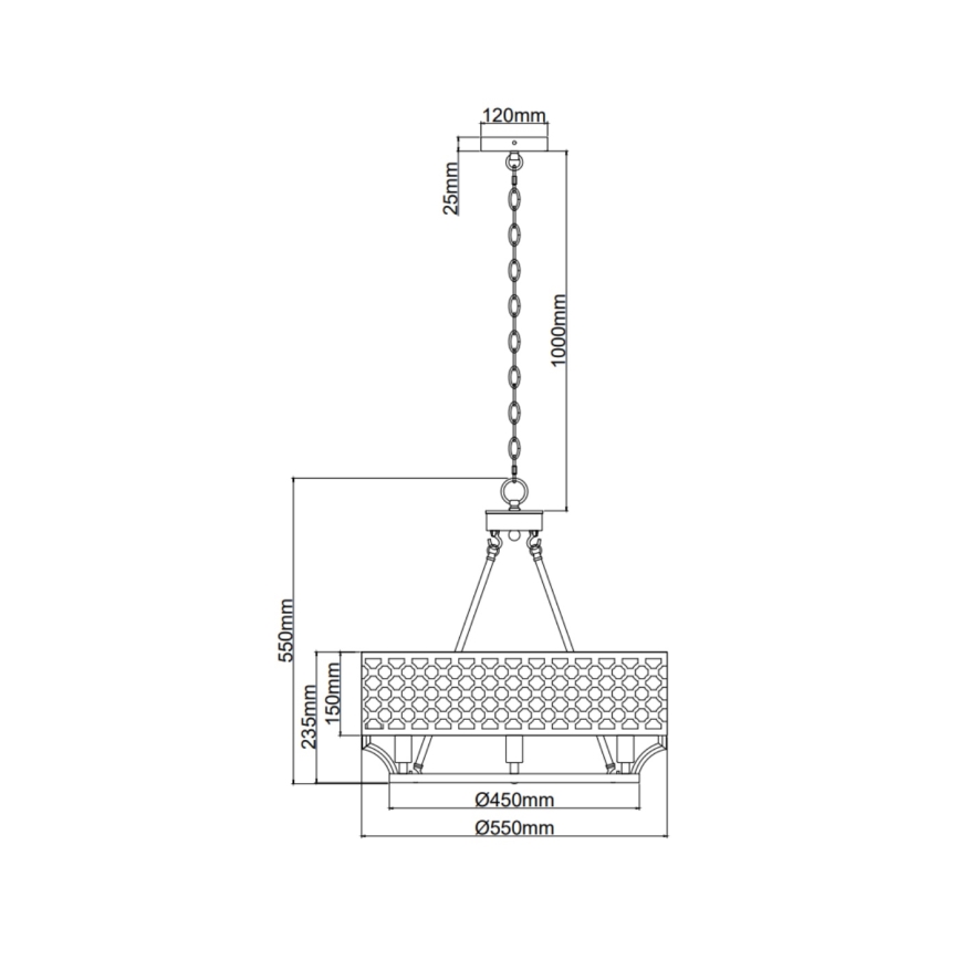 Open Design OR84382 - Kroonluchter met ketting VERNO 6xE14/12W/230V Ø 55 cm messing