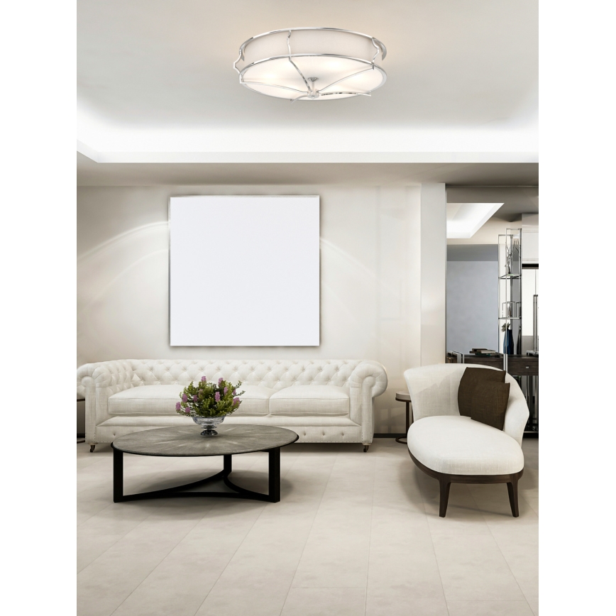 Open Design OR84429 - Plafondlamp STESSO 6xE27/12W/230V Ø 85 cm glanzend chroom/wit