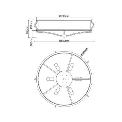 Open Design OR84443 - Plafondlamp STESSO 6xE27/12W/230V Ø 85 cm messing/wit