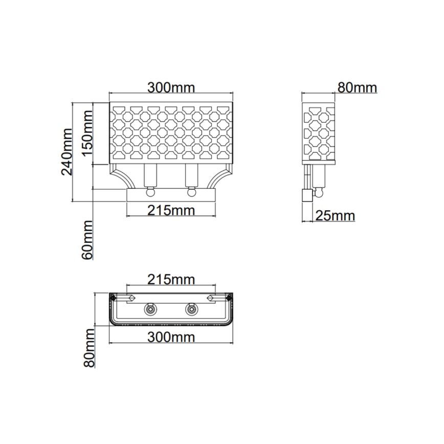 Open Design OR84603 - Wandlamp VERNO 2xE14/12W/230V messing