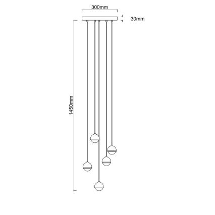 Open Design OR85518 - LED-hanglamp aan kabel BOLICINA 5xLED/5W/230V goud/zwart