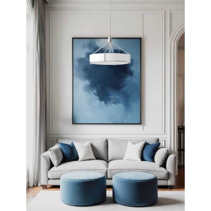 Open Design OR85624 - Hanglamp met stang DORETTO 4xE27/15W/230V diameter 50 cm mat chroom/wit