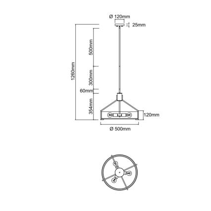 Open Design OR85624 - Hanglamp met stang DORETTO 4xE27/15W/230V diameter 50 cm mat chroom/wit