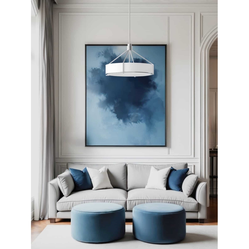 Open Design OR85655 - Hanglamp met stang DORETTO, 6×E27/15W/230V, Ø 70 cm, mat chroom/wit