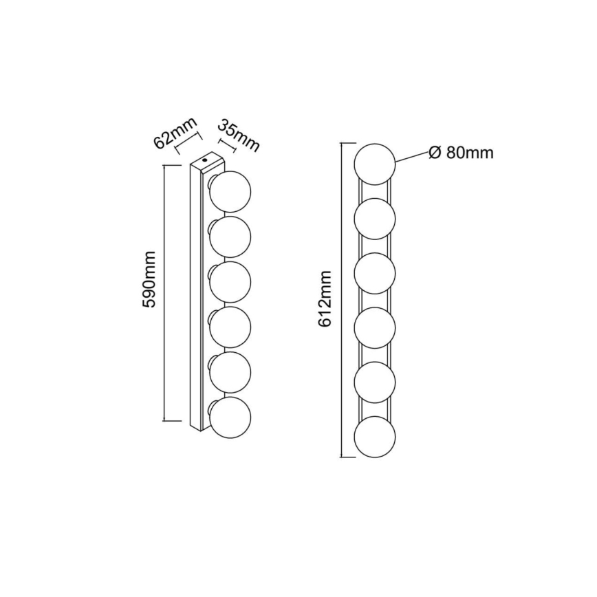Open Design OR85686 - MERINO badkamerwandlamp 6x G9/8W/230V, 61 cm, IP44, messing