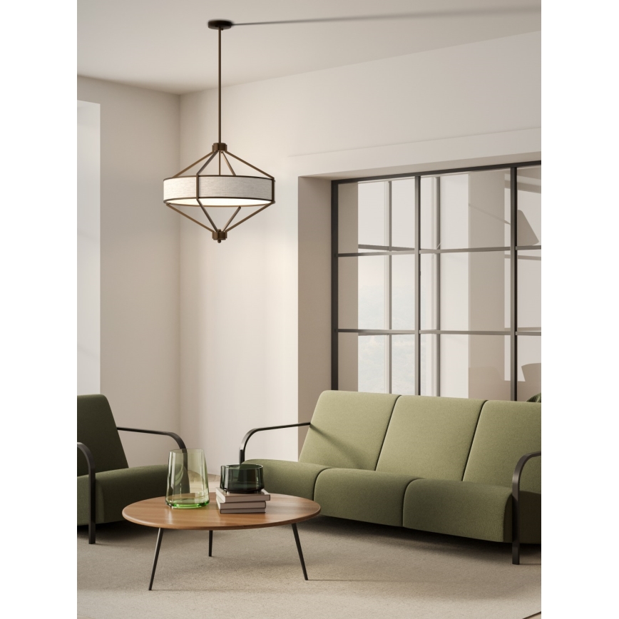 Open Design OR85846 - Hanglamp met stang ZUNDO 4xE27/15W/230V bruin/beige