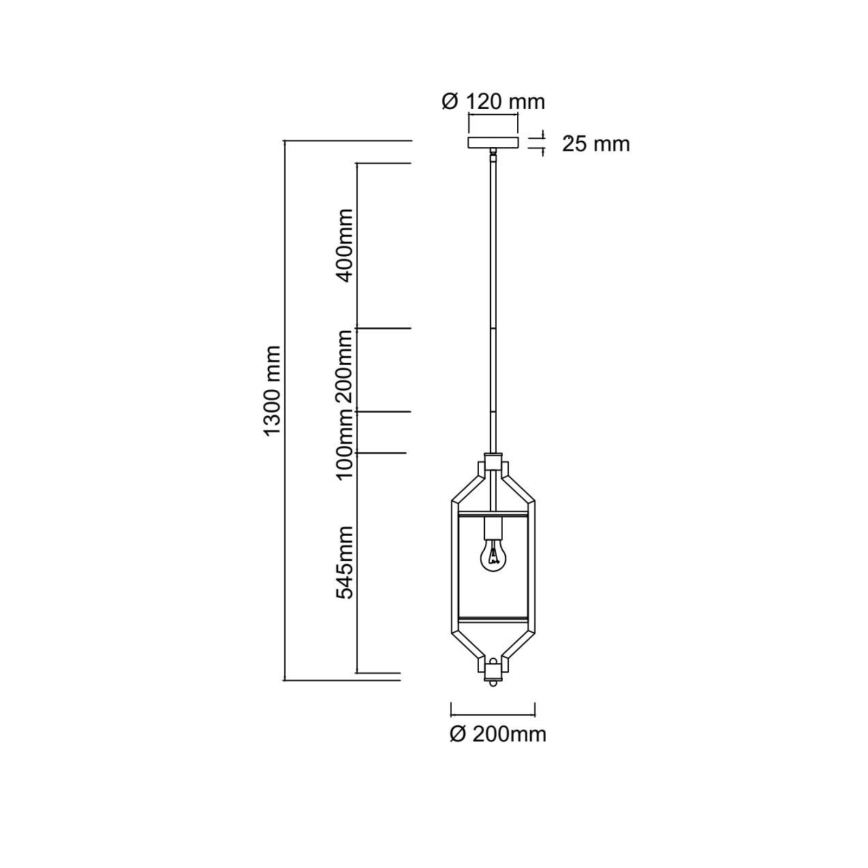 Open Design OR85853 - Hanglamp met stang ZUNDO 1xE27/15W/230V mat chroom/wit