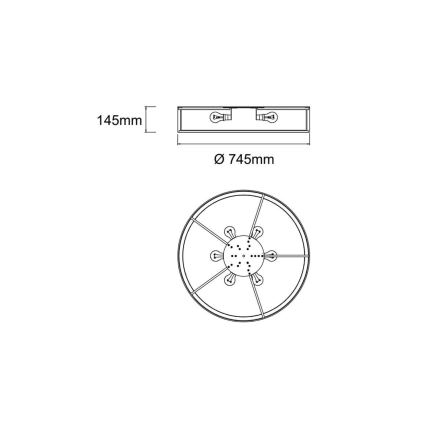 Open Design OR86577 - Plafondlamp ZALINDRO 6xE27/15W/230V Ø 74,5 cm zwart/glanzend chroom