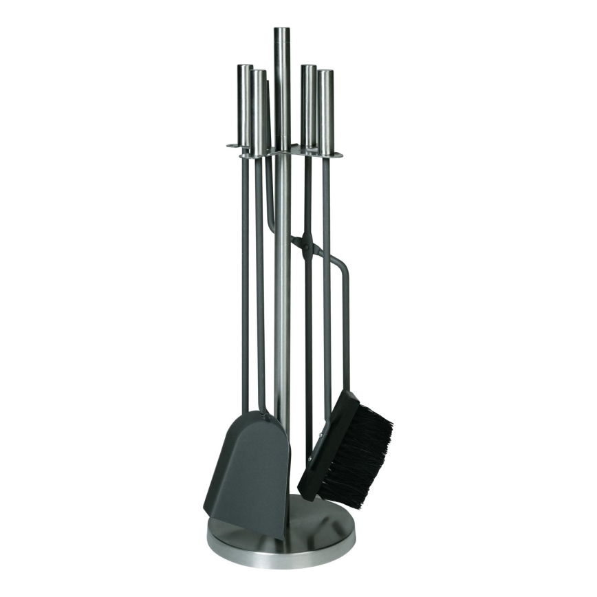 Open haard gereedschap 5 st. mat chroom