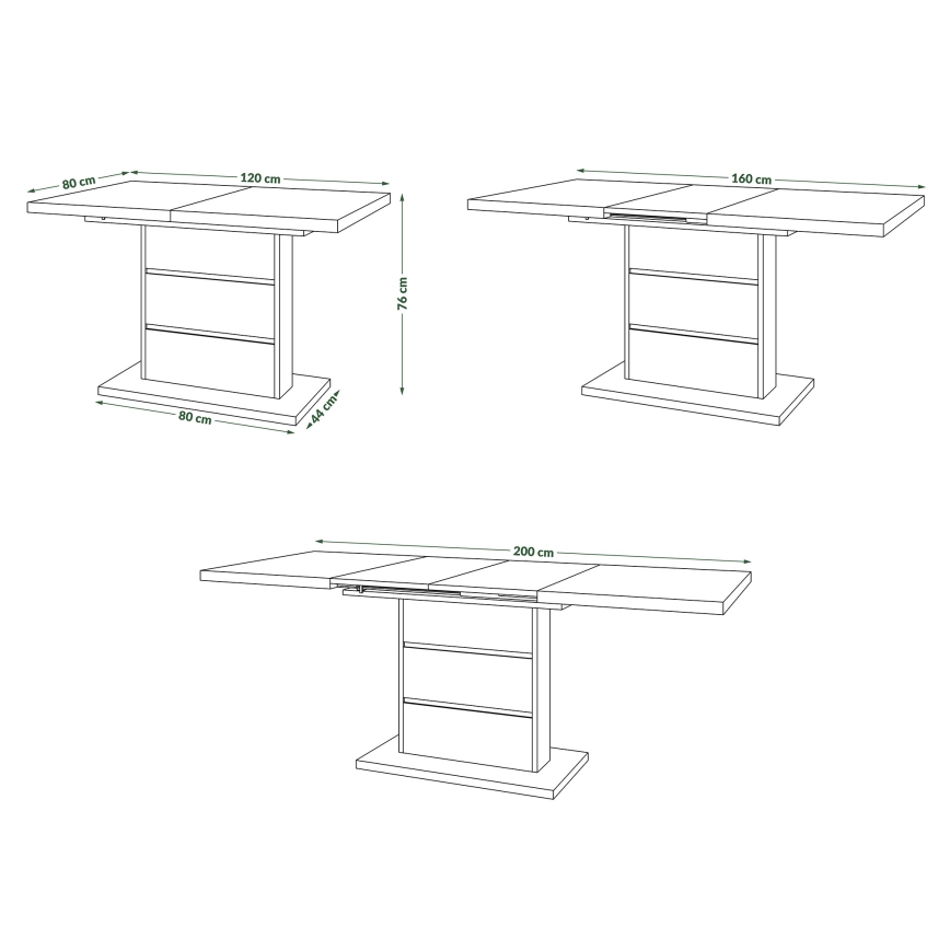 Opklapbare eettafel PAOLO eiken/zwart