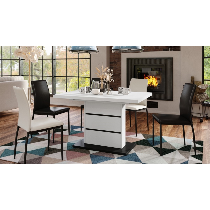 Opklapbare eettafel PAOLO wit/zwart