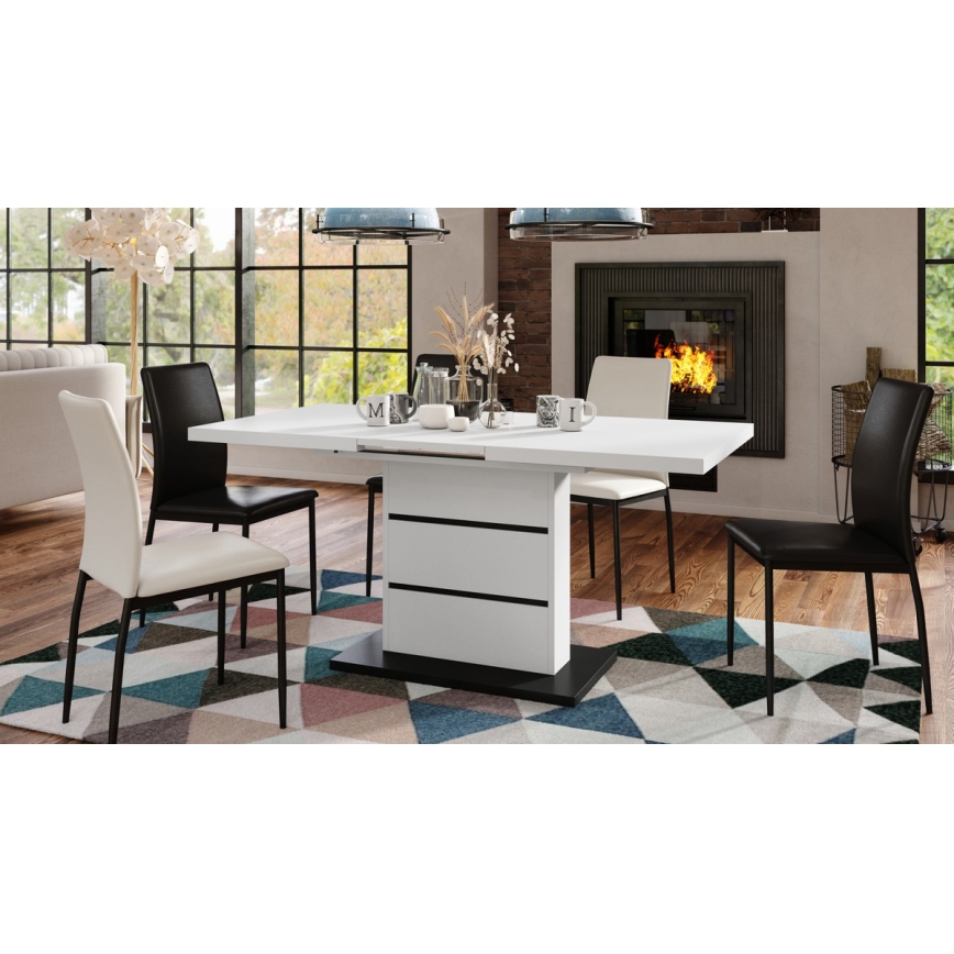 Opklapbare eettafel PAOLO wit/zwart