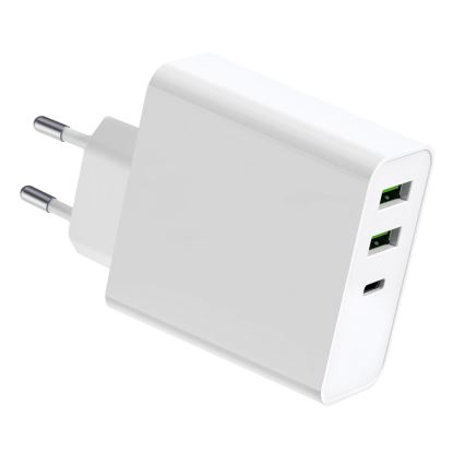 Oplaad Adapter 2xUSB-A + 1xUSB-C Power Delivery 65W/230V wit
