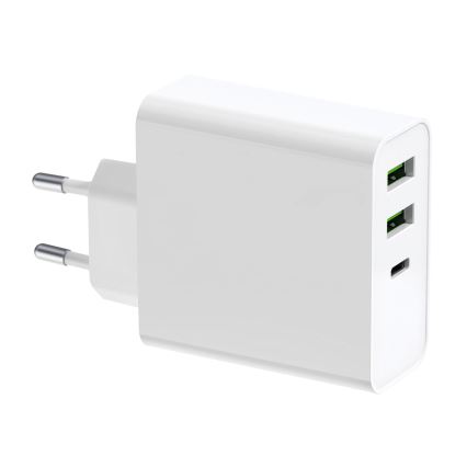 Oplaad Adapter 2xUSB-A + 1xUSB-C Power Delivery 65W/230V wit