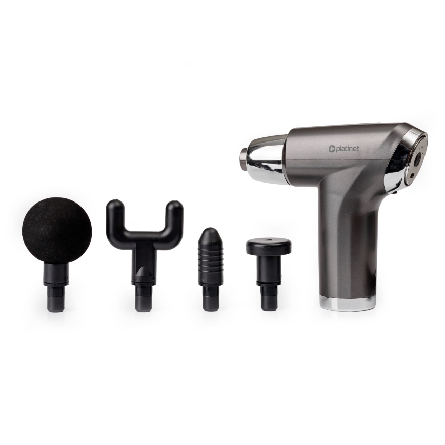 Oplaadbaar massagepistool met 4 koppen 25W/5V 1200 mAh