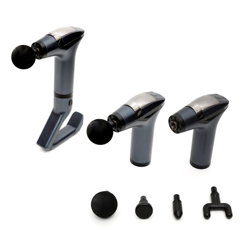 Oplaadbaar massagepistool met 4 koppen en strap 25W/5V 1500 mAh