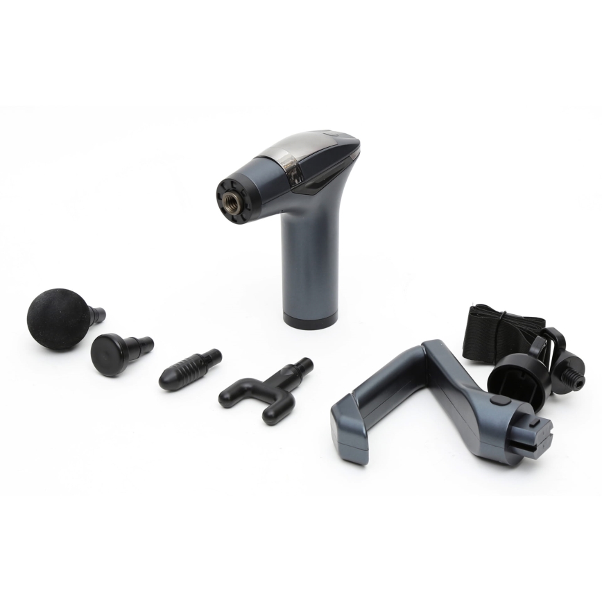 Oplaadbaar massagepistool met 4 koppen en strap 25W/5V 1500 mAh