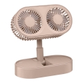 Oplaadbare bureauventilator 3,7 V, 1200 mAh, roze