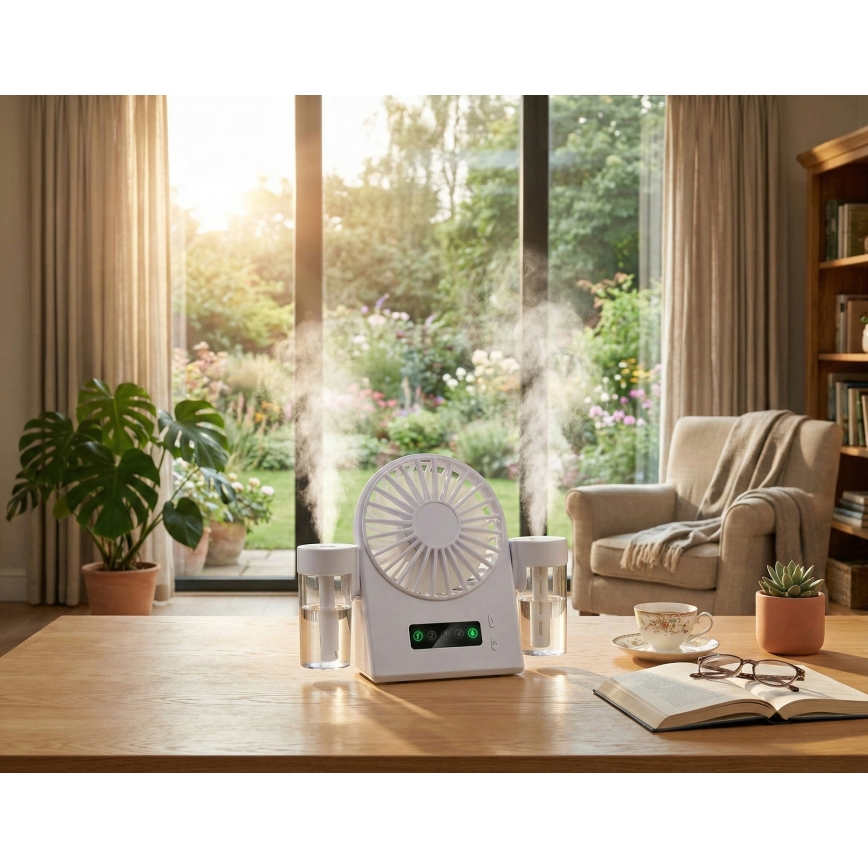 Oplaadbare bureauventilator met mistfunctie 3,7V 1200 mAh