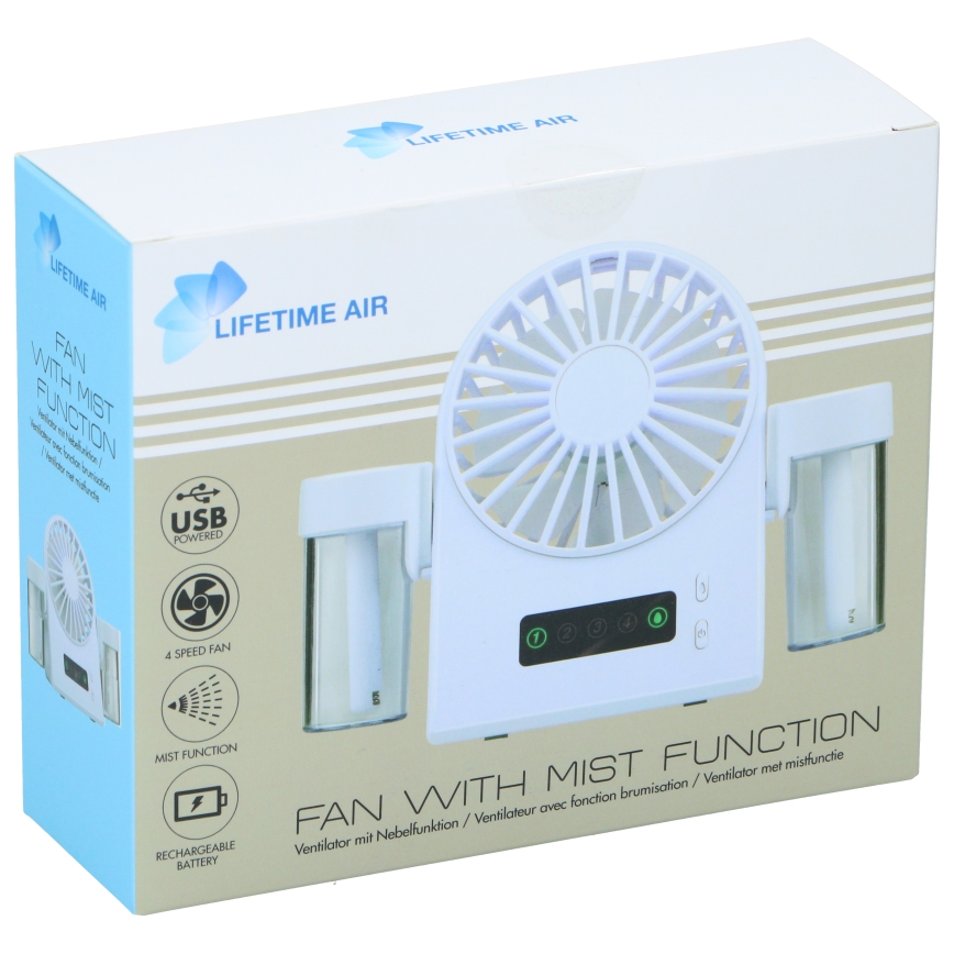 Oplaadbare bureauventilator met mistfunctie 3,7V 1200 mAh