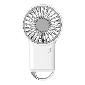 Oplaadbare compacte handventilator 3W/5V 300 mAh wit