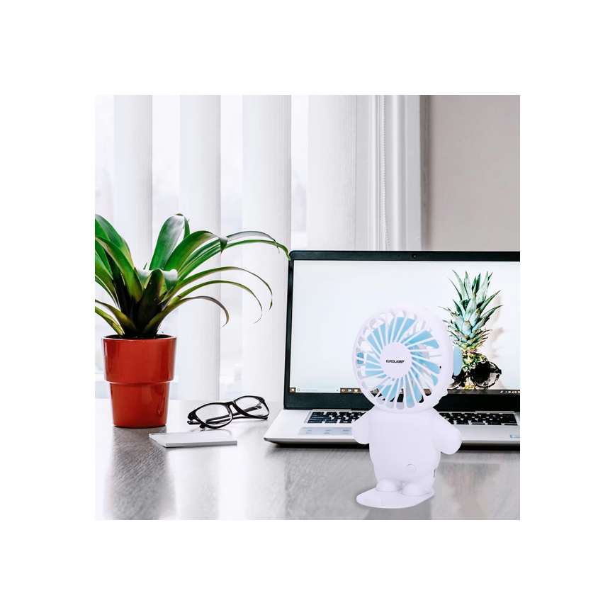 Oplaadbare handventilator 4,5W/5V 300 mAh wit/blauw