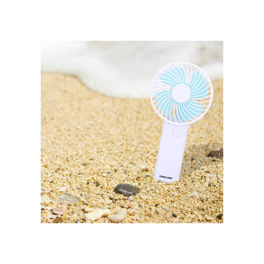 Oplaadbare handventilator 4W/5V 1200 mAh wit/blauw
