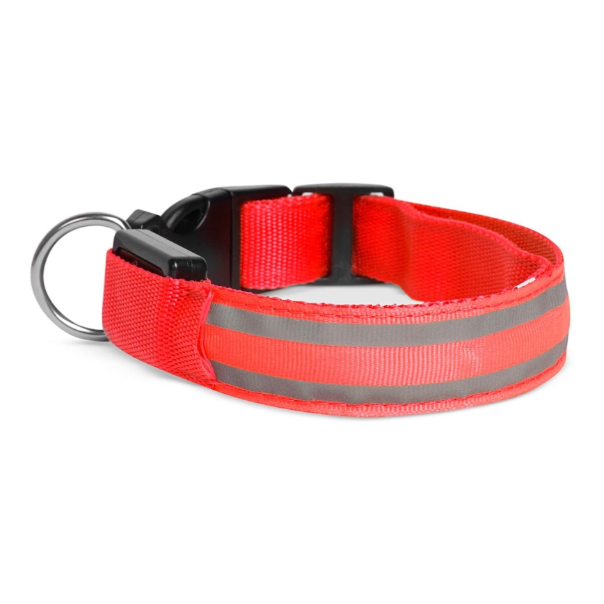 Oplaadbare LED Honden Halsband 35-43 cm 1xCR2032/5V/40 mAh rood