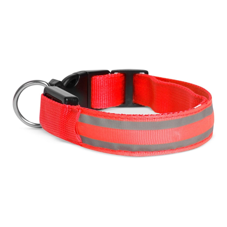 Oplaadbare LED Honden Halsband 40-48 cm 1xCR2032/5V/40 mAh rood