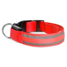 Oplaadbare LED Honden Halsband 45-52 cm 1xCR2032/5V/40 mAh rood