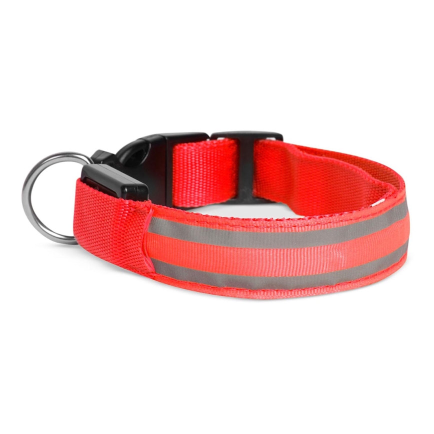 Oplaadbare LED Honden Halsband 45-52 cm 1xCR2032/5V/40 mAh rood