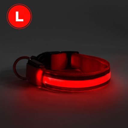 Oplaadbare LED Honden Halsband 45-52 cm 1xCR2032/5V/40 mAh rood