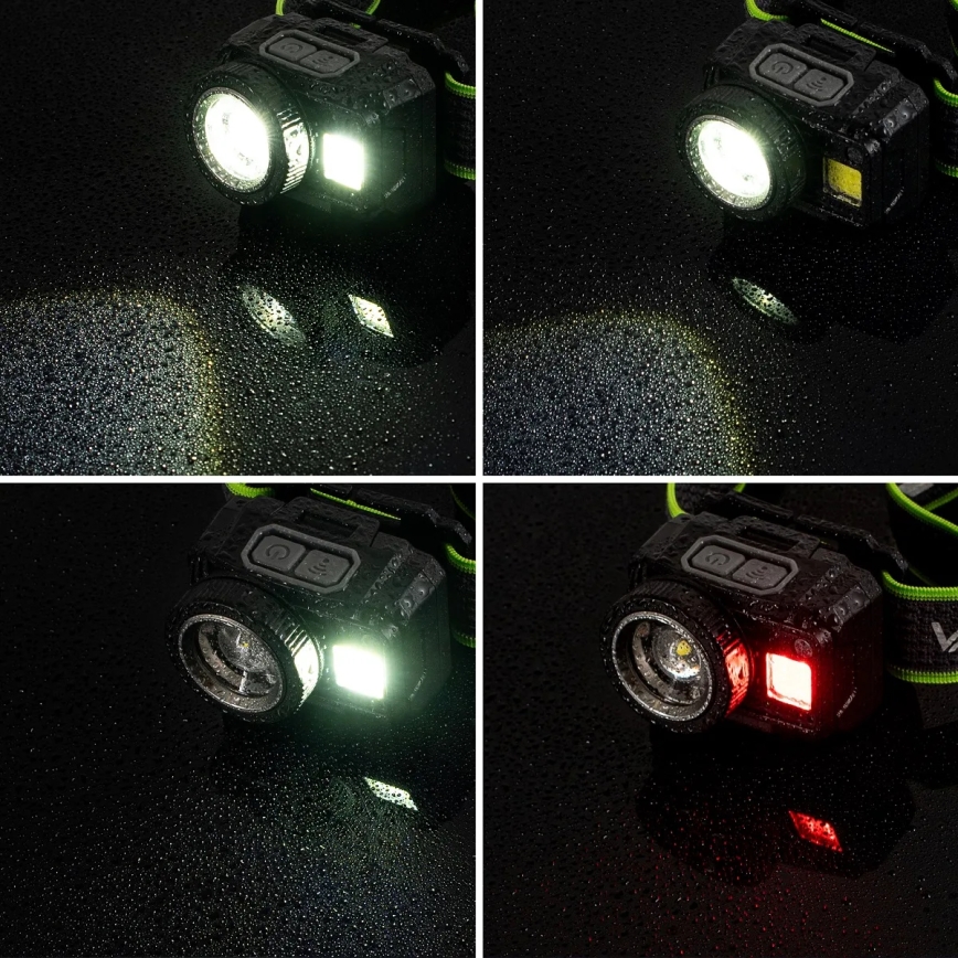 Dimbare oplaadbare LED-hoofdlamp met sensor en rood licht LED/6W/5V/3xAAA IP66 500 lm 1200 mAh