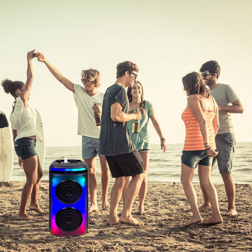 Oplaadbare LED RGB speaker met microfoon 400W/2400 mAh + afstandsbediening