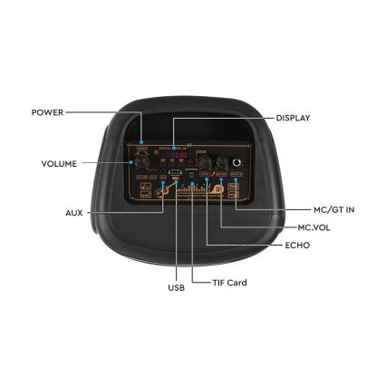 Oplaadbare LED RGB speaker met microfoon 400W/2400 mAh + afstandsbediening