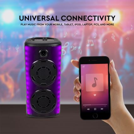 LED RGB Oplaadbare speaker met microfoon 600W/2400 mAh + afstandsbediening