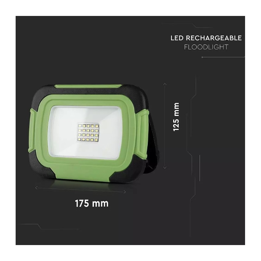 Oplaadbare LED Schijnwerper SAMSUNG CHIP LED/10W/3,7V IP44 4000K groen