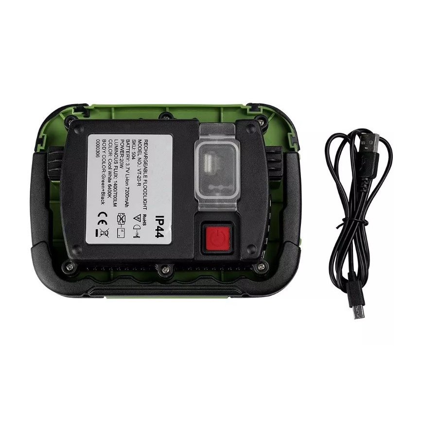Oplaadbare LED Schijnwerper SAMSUNG CHIP + SOS functie LED/10W/3,7V/USB IP44 4000K groen