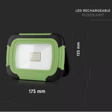 Oplaadbare LED Schijnwerper SAMSUNG CHIP + SOS functie LED/10W/3,7V/USB IP44 4000K groen