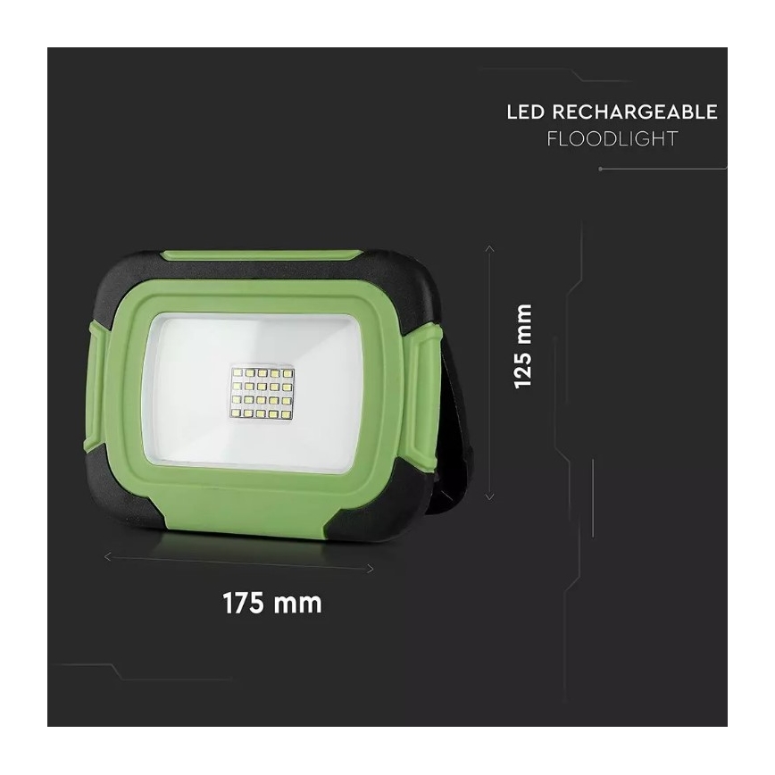 Oplaadbare LED Schijnwerper SAMSUNG CHIP + SOS functie LED/10W/3,7V/USB IP44 4000K groen