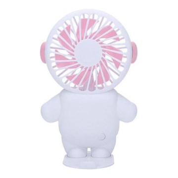 Oplaadbare mini-ventilator 4,5W/5V 500 mAh wit/roze