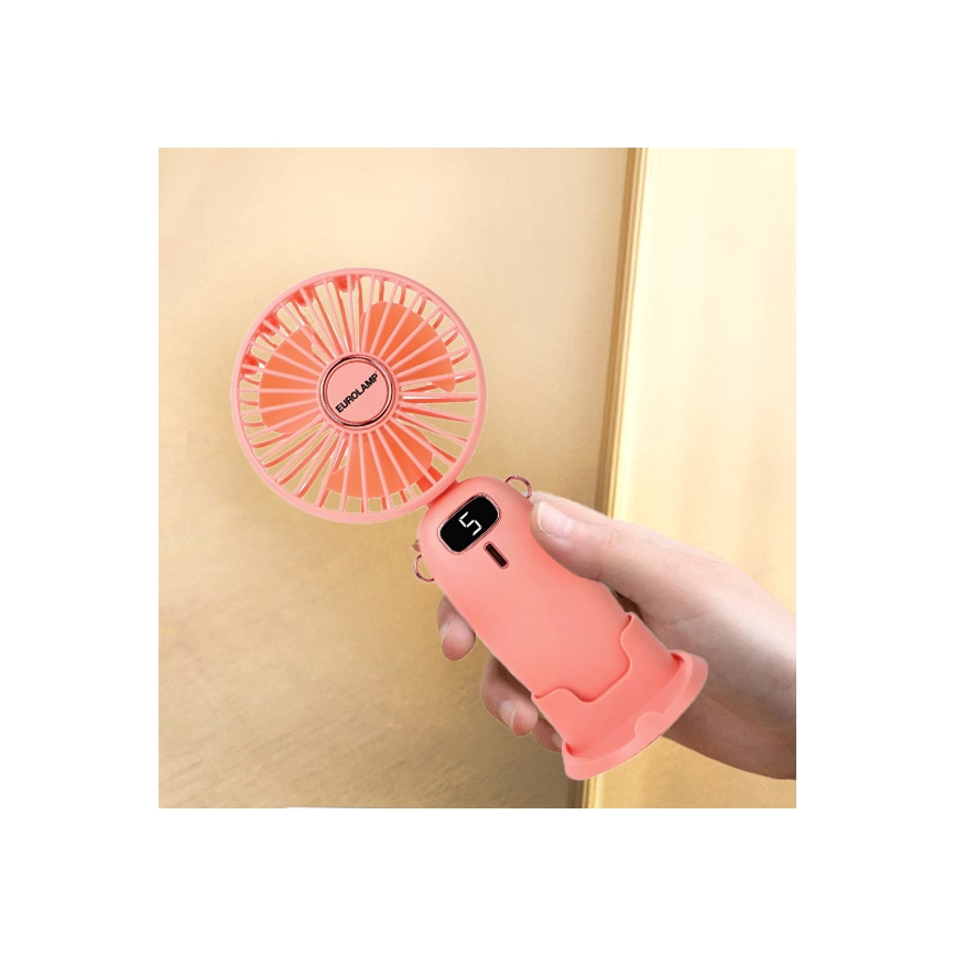 Oplaadbare pocketventilator 3W/5V 1200 mAh roze