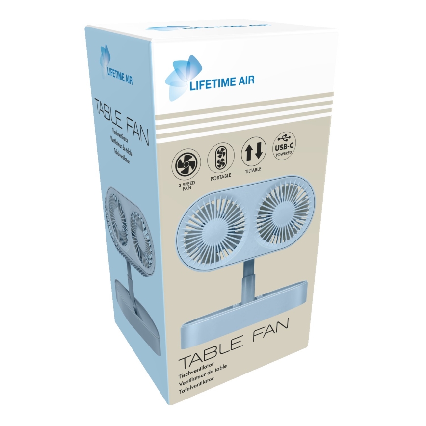 Oplaadbare tafelventilator 3,7 V 1200 mAh blauw