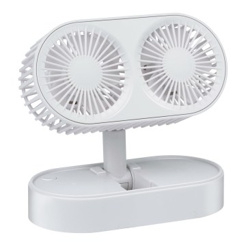 Oplaadbare tafelventilator 3,7 V, 1200 mAh, wit