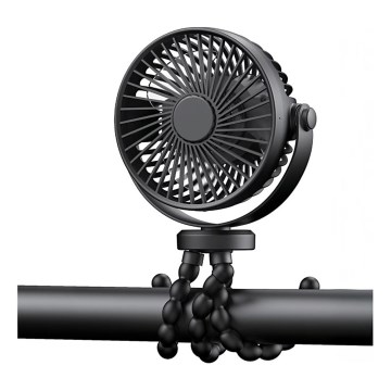 Oplaadbare tafelventilator 3W/5V 1200 mAh zwart